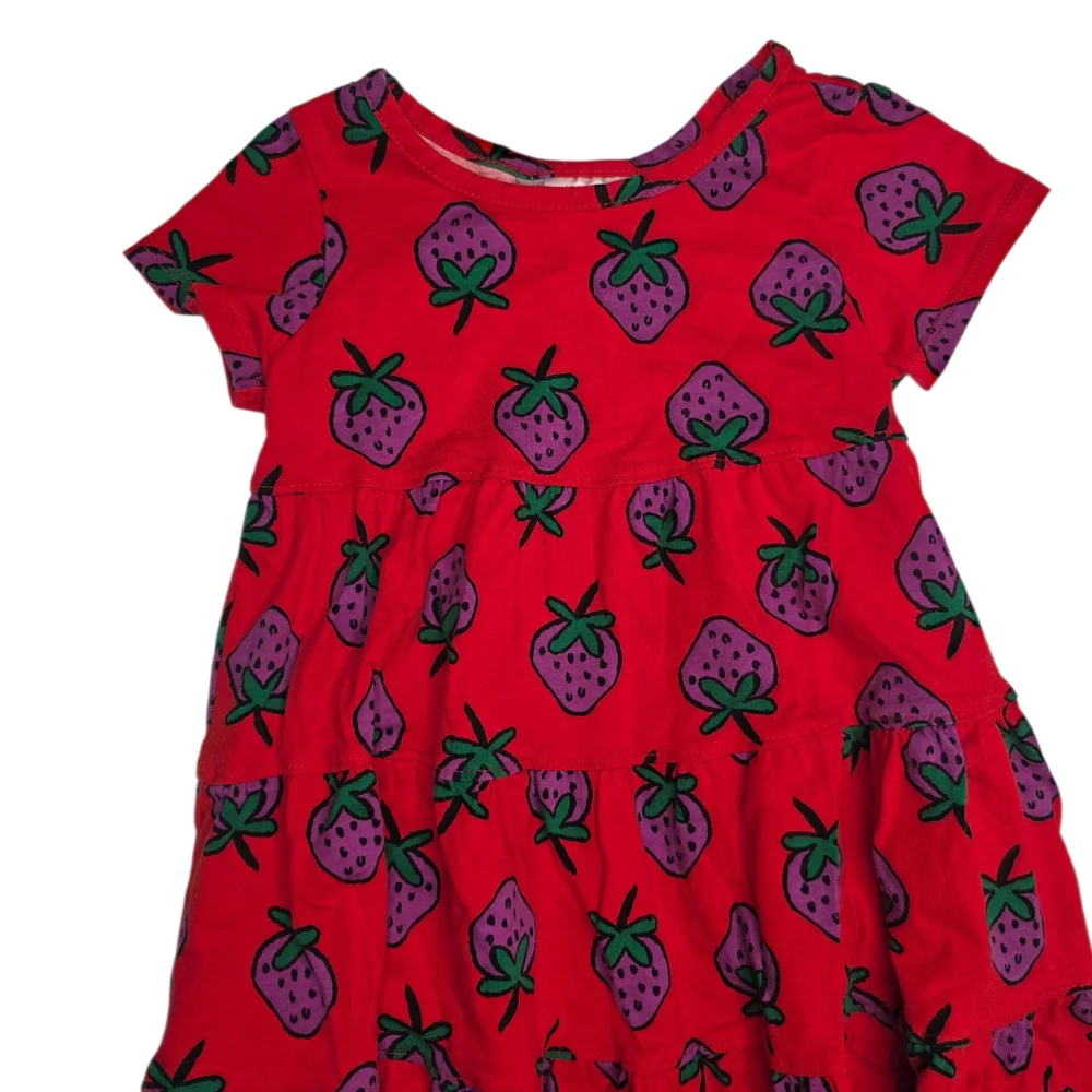 Hanna Andersson Red Dress with Purple Strawberry Print- Size 3